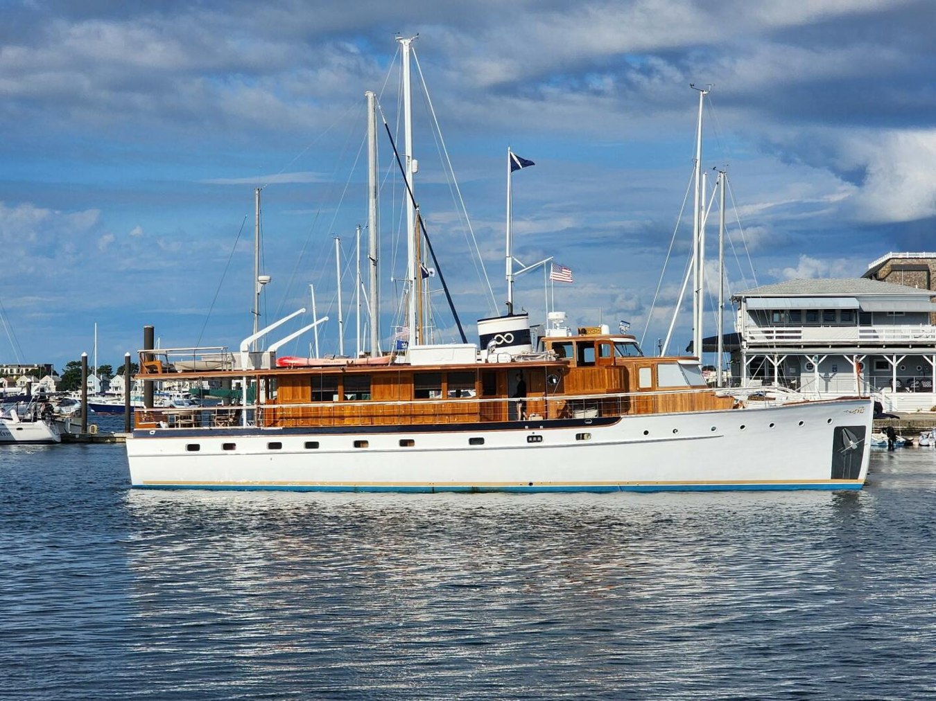 Timeless, a 1947 82' Trumpy raised pilot house yacht